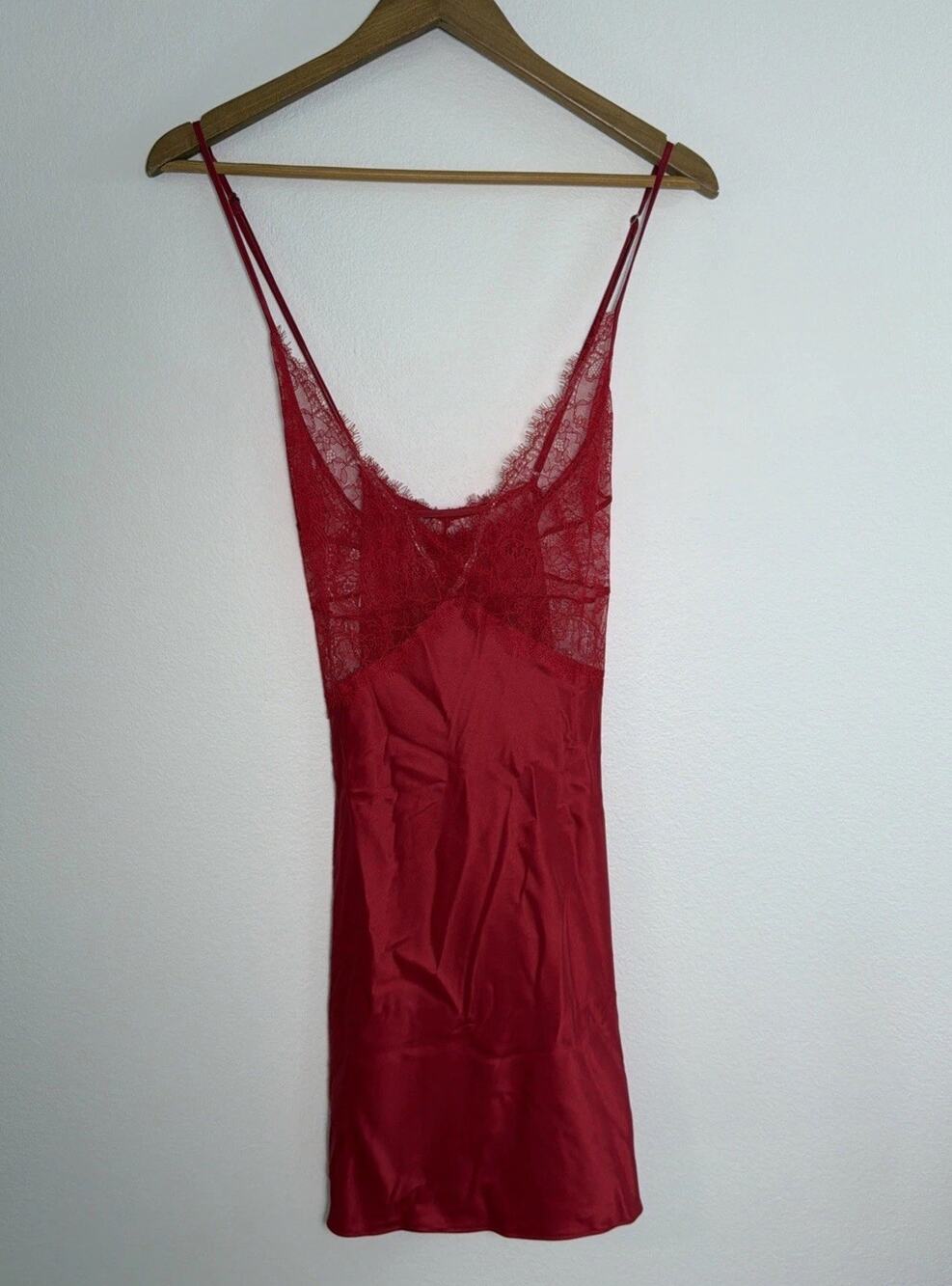 Victoria’s Secret Red Satin Lace Chemise Slip Nightgown Lingerie XL